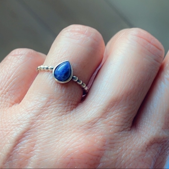 Sterling Silver Lapis Lazuli Tear Drop Ring - Picture 3 of 4